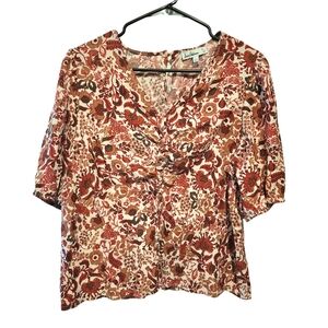 Sam Edelman Floral Boho Peasant Top Size L Fall Cottagecore